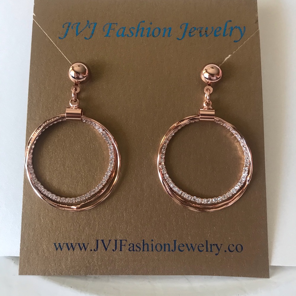 rose gold plated rhinestone earrings